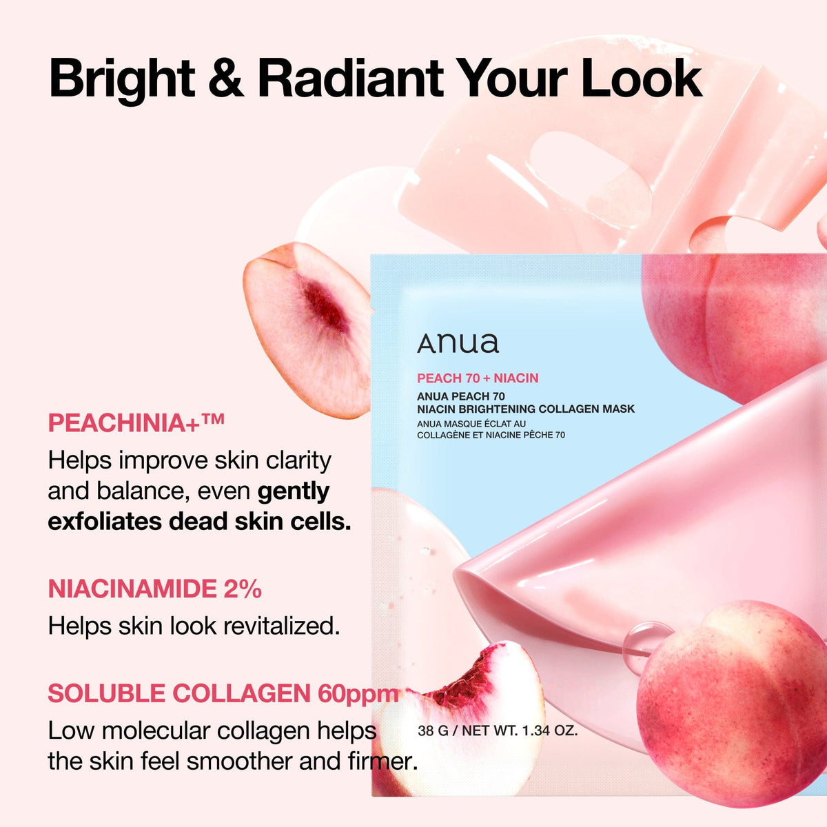ANUA Peach 70 Niacin Brightening Collagen Mask (1pcs)
